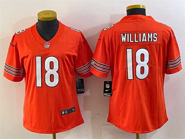 Women%27s Chicago Bears #18 Caleb Williams Orange 2024 Draft Vapor Stitched Jersey->women nfl jersey->Women Jersey